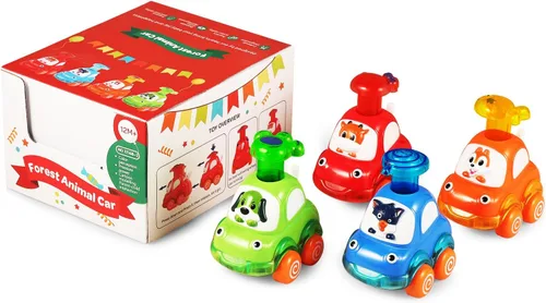 Miniatura 8 de ALASOU 4 piezas de juguetes de coches de animales para niños de 1 año Juguetes para bebés de 1 año, regalos para niños pequeños de 1 a 3