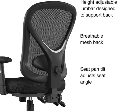 Miniatura 2 de STAPLES Silla de trabajo ergonómica, malla, negro, paquete de 2