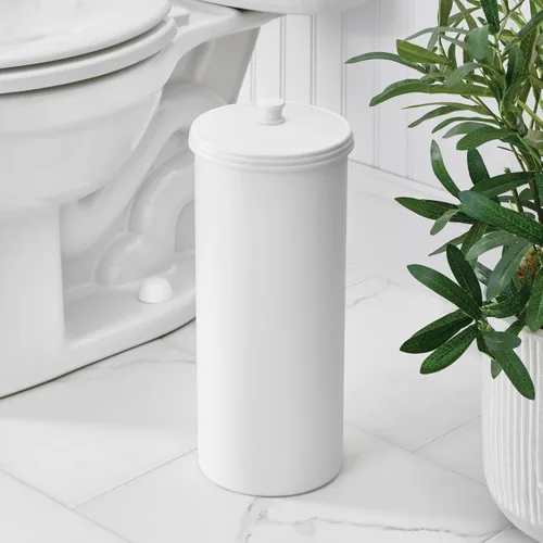 Miniatura 3 de iDesign Soporte Independiente para Almacenamiento de Papel Higiénico de Baño con Tapa para 3 Rollos Extra, Blanco Con tapa, para 3 rollos