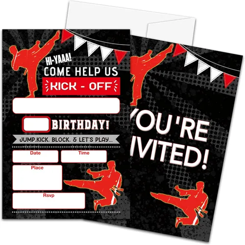 Miniatura 14 de Invitaciones de primer cumpleaños de pesca con sobres, 20 piezas de invitaciones para fiesta de cumpleaños de niños con texto en inglés «Our Little