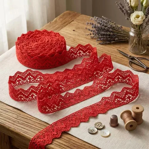 Miniatura 10 de IDONGCAI Cinta de encaje de ganchillo de 10 yardas, 1.4 pulgadas, triángulo de algodón vintage con borde festoneado para ropa bohemia, manualidades