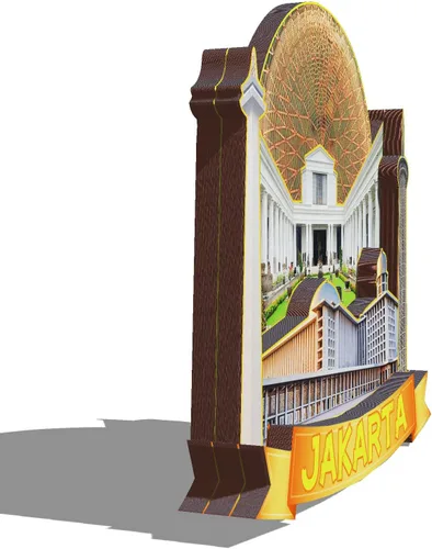 Miniatura 2 de Imán de madera de Yakarta Indonesia 3D para nevera, recuerdos coleccionables, decoración hecha a mano, artesanías 2