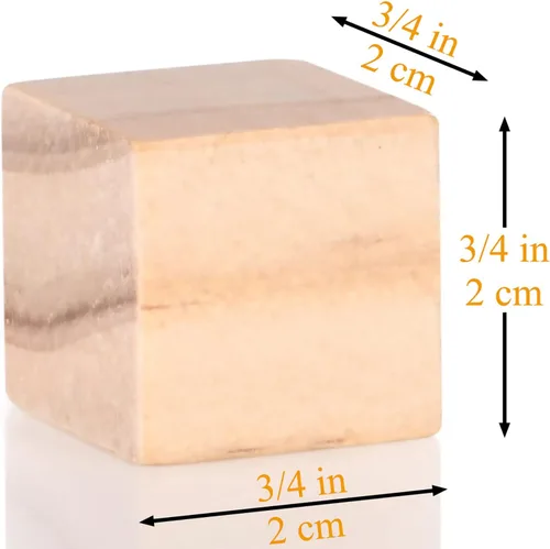Miniatura 6 de Cubos de madera de 3/4 pulgadas pequeños bloques de madera para manualidades, 0.8 in, bloque cuadrado de madera natural sin terminar para proyectos