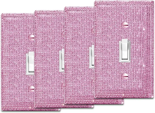 Miniatura 20 de 1 funda para interruptor de luz brillante – Cubierta de placa de interruptor con purpurina dorada con diamantes de imitación 2.2 lbs-2-Oro