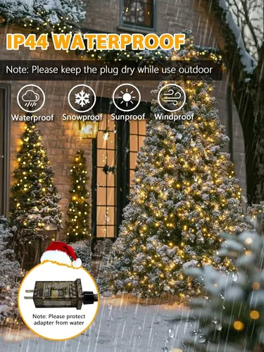 Miniatura 7 de Luces de Navidad controladas por voz con control remoto, cadena de 300 luces LED de 99 pies para interiores y exteriores con 12 modos, 3