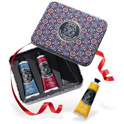 LA CHATELAINE - Set de regalo de cremas de manos para hombres, tamaño de viaje, con 20% de manteca de karité orgánica (mar azul oscuro, sándalo,
