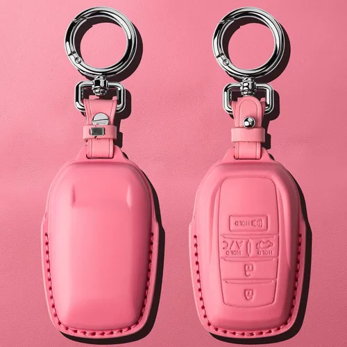 Miniatura 3 de Tukellen Funda de cuero para llavero Toyota compatible con Land Cruiser 2019-2026, Venza 2021-2026, Grand Highlander Hilux, Fortuner, Tundra Rosa