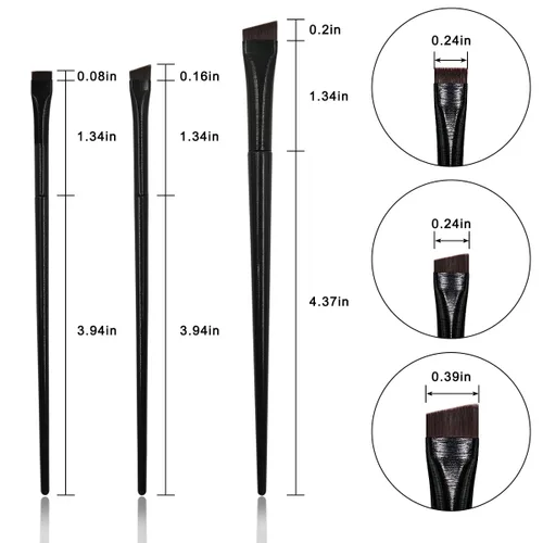 Miniatura 2 de Juego de 15 pinceles para tinte de cejas y delineador en ángulo, precisión inclinada ultrafina para delineador, tinte de cejas y maquillaje, incluye