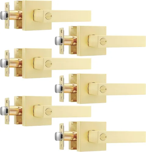 Miniatura 13 de Leydebong Paquete de 2 pomos de puerta de entrada con llave igual, pomo de puerta con cerradura y llave, manijas de puerta doradas para exterior e