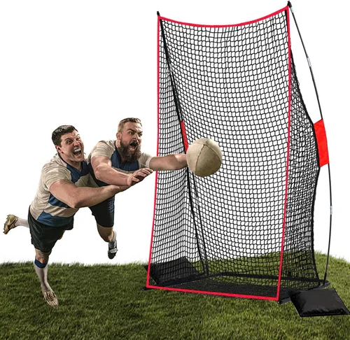 Miniatura 9 de Red de tiro de fútbol para patadas – Base de hierro resistente de 4 x 7 pies para práctica de patio trasero, entrenamiento portátil de mariscal