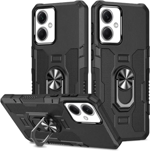 Miniatura 38 de Funda para Xiaomi Redmi Note 12 Pro 5G/Xiaomi Poco X5 Pro 5G Metal CD Patrón Anillo Titular Funda Teléfono Móvil Funda Protectora Anti-Caída Negro