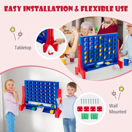Miniatura 2 de KOTEK 1.6 FT Tall Giant 4-in-A-Row, Jumbo 4-to-Score Game with Carrying Bag & 42 Coins, Quick Release Slider, Indoor Outdoor Family Board Game for