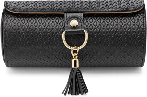 Miniatura 3 de Vlando Organizador de rollos de joyería de viaje, organizador de cuero de 3 secciones de almacenamiento de joyas para collares, aretes, anillos