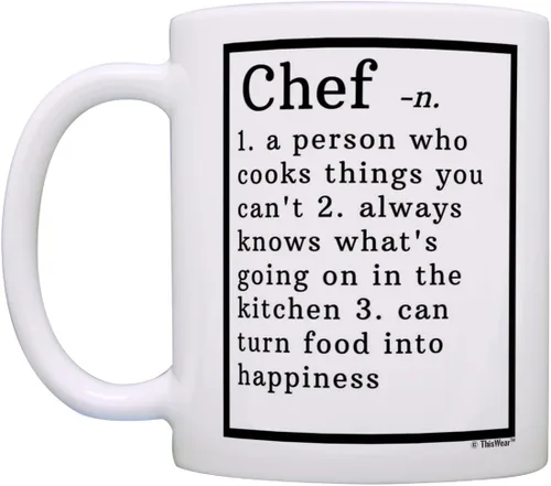 Miniatura 3 de Regalos de chef definición de chef regalos para chefs regalo de escuela culinaria 11oz taza de café taza de té blanca