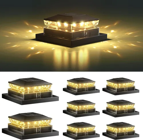 Miniatura 9 de Luces Solares para Tapas de Postes Paquete de 6, Luces Solares Impermeables para Postes de Valla, 4x4 IP65 Luz Negra para Exteriores para Terraza