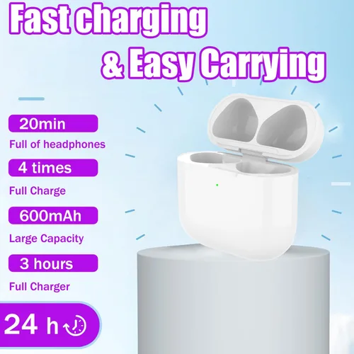 Miniatura 6 de Funda de carga compatible con Airpods 4rd (2024), funda de carga tipo C para AirPods 4rd, funda de carga inalámbrica de repuesto con botón