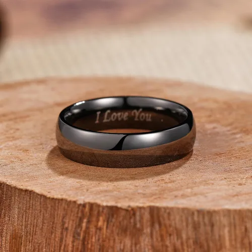 Miniatura 28 de King Will Alianza de boda de acero inoxidable 316L para hombres y mujeres, anillo de boda de 0.31 a 0.315 pulgadas de ancho, chapado en negro