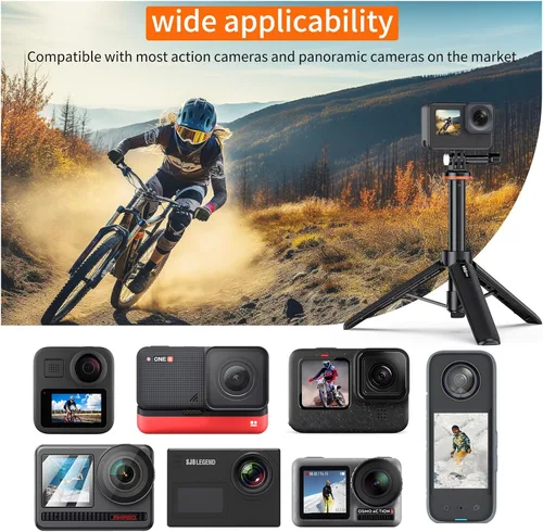Miniatura 4 de VRIG - Trípode GoPro extensible de 20.1 pulgadas, trípode portátil para cámara de palo selfie para GoPro Max Hero 13 12 11 Mission 1 Pro/DJI Action