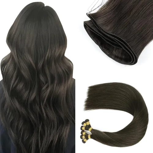 Miniatura 17 de ABH AMAZINGBEAUTY HAIR Extensiones de cabello humano Remy real para coser, atadas a mano, color negro azabache de 18 pulgadas, para mujer, 1.76 onzas