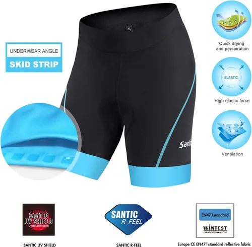 Miniatura 3 de Santic Pantalones cortos de ciclismo con acolchado para mujer, entrepierna de 5 pulgadas, ropa interior atlética corta con cintura cruzada