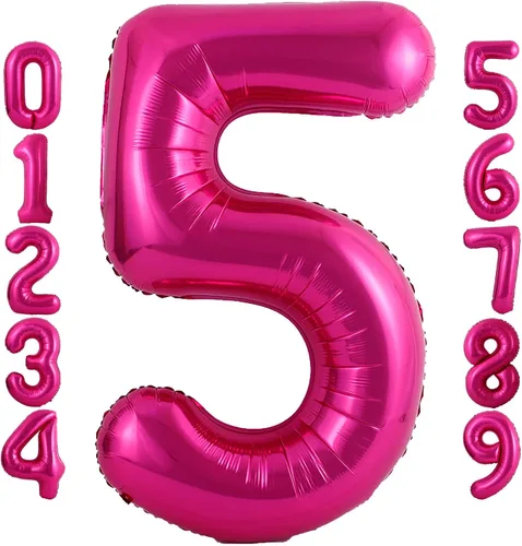 Miniatura 10 de Globo rosa intenso de 40 pulgadas con el número 6, de gran tamaño, de papel de aluminio de Mylar de gran tamaño, globos de helio rosa brillante