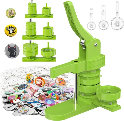Miniatura 10 de Aiment Máquina para hacer botones de varios tamaños, 200 unidades, fabricante de insignias de 1.25 + 2.25 pulgadas para niños, máquina de prensa