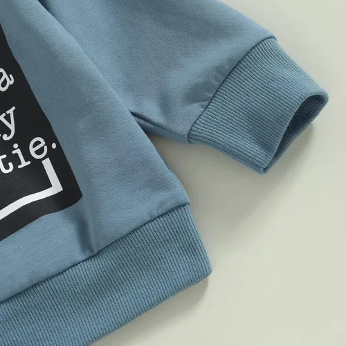 Miniatura 60 de Conjunto de 2 piezas de sudadera de manga larga con cuello redondo y pantalones casuales para bebés y niños pequeños