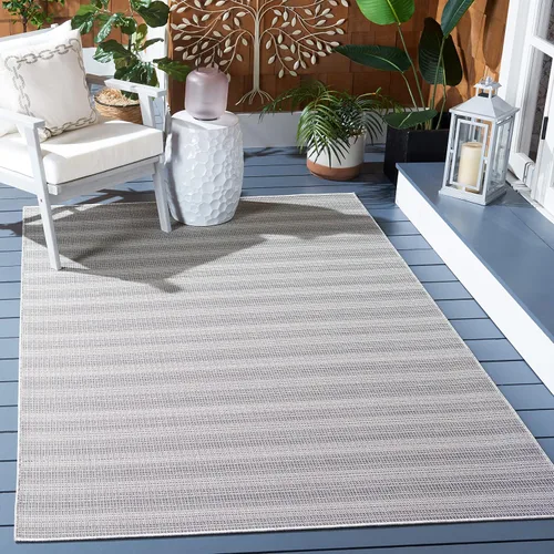 Miniatura 18 de SAFAVIEH Hampton Collection - Alfombra lavable para exteriores de 2 x 9 pies, color marfil y gris, no desprende pelusa y fácil de limpiar, ideal