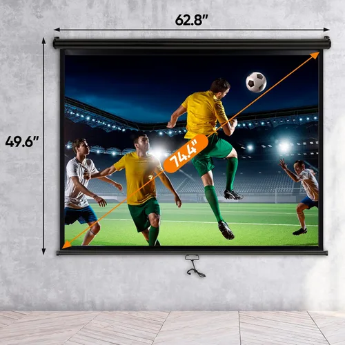 Miniatura 5 de Pantalla de Proyector Universal, Pantalla de Proyector Manual Portátil HD de 72 Pulgadas con Tirador, Pantalla Panorámica Retráctil de Montaje