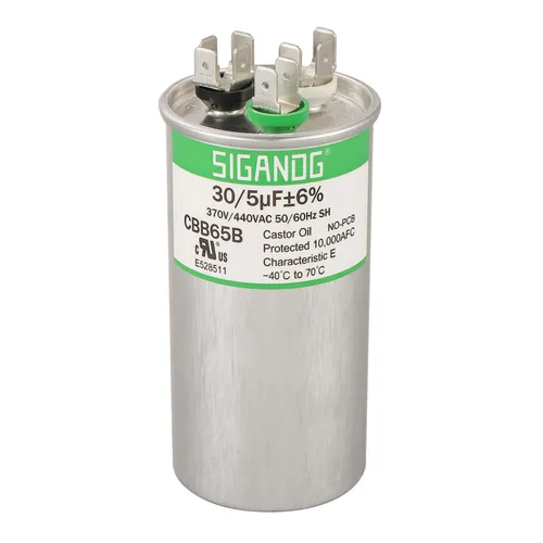 Miniatura 36 de 80/5 uF 80+5 MFD 370V o 440V CBB65 Capacitor Redondo de Arranque de Doble Funcionamiento 80 5 uF MFD 370 440 Voltios VAC para Condensador