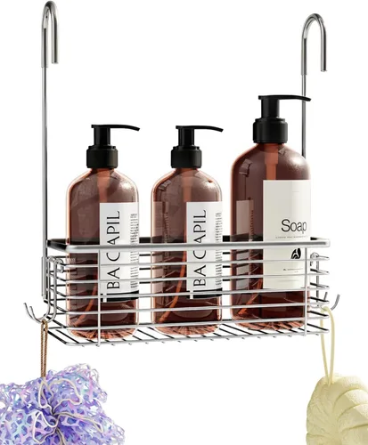 Miniatura 8 de Organizador de baño colgante pequeño de 3 niveles, organizador colgante, soporte para champú de acero inoxidable, organizador de ducha sobre