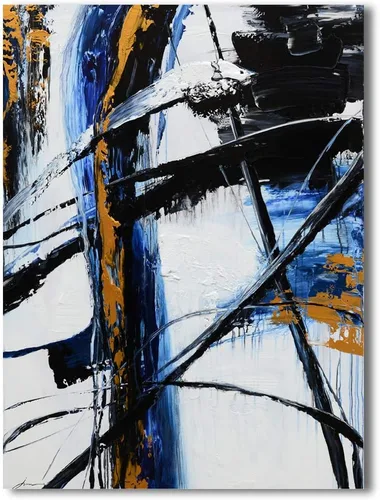 Miniatura 9 de Yihui Arts Arte abstracto de la pared del lienzo - Arte contemporáneo texturizado pintado a mano para la decoración moderna del hogar