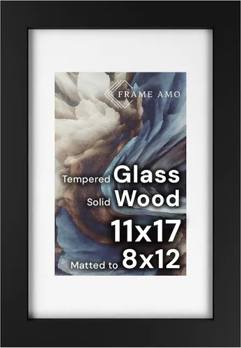 Miniatura 45 de Frame Amo Marco de póster de madera maciza de 13 x 19 pulgadas, color natural, tapete blanco para imagen de 11 x 17 pulgadas, parte frontal