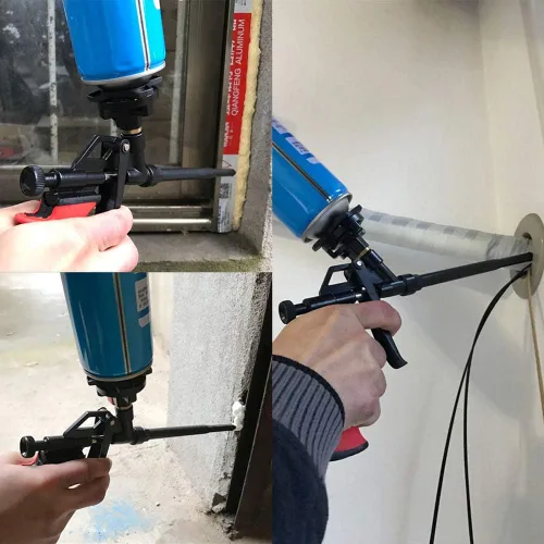 Miniatura 7 de Pistola de espuma en aerosol, pistola de espuma expandible, pistola dispensadora de espuma profesional de teflón, menos limpiador, rociador de Negro