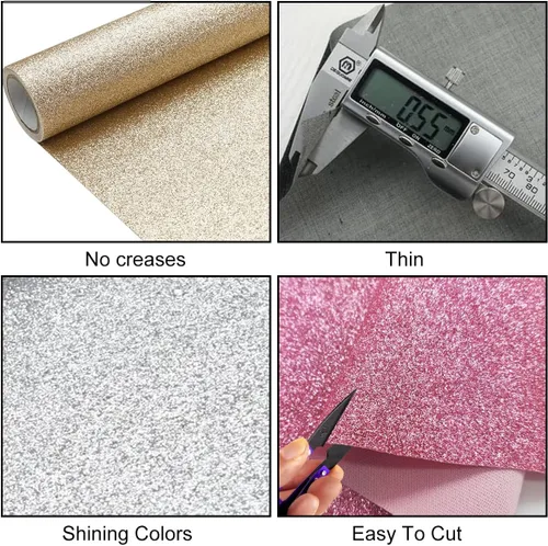 Miniatura 4 de Rollos de cuero con purpurina brillante y superfina de 11.8 x 53 pulgadas (11.8 x 53.1 in), lona de tela sintética brillante perfecta
