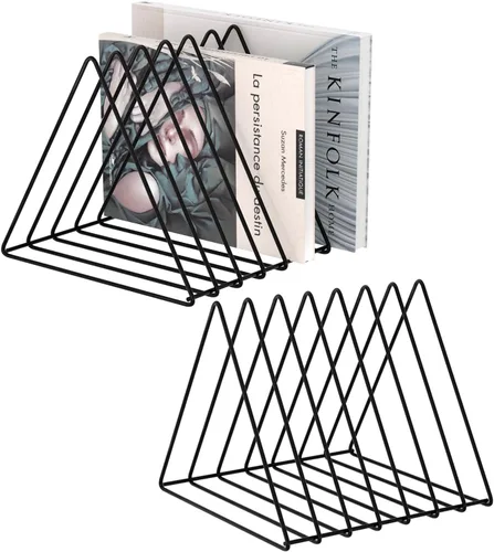 Miniatura 12 de Urban Deco Organizador de escritorio triangular, soporte para revistero de alambre de metal, 10 secciones, organizador de carpetas de archivos
