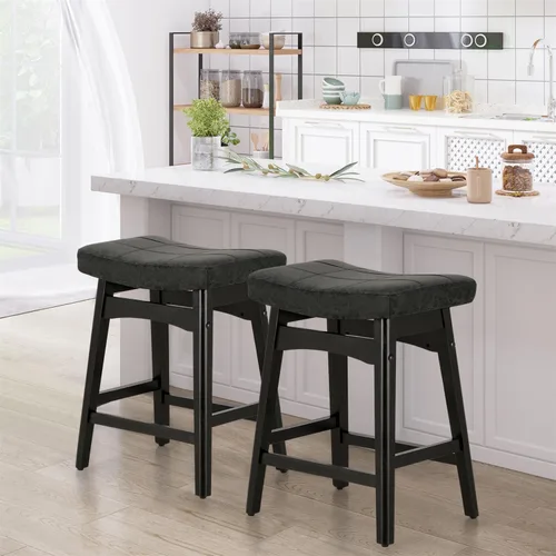 Miniatura 30 de Taburetes de altura para mostrador Sophia & William, taburetes de 24" con patas de madera maciza, taburetes de altura de mostrador tapizados en tela
