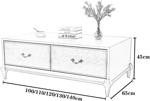 Miniatura 3 de Mesa de té para sala de estar, moderna mesa de café, decoración de conchas, asas delicadas, elegante mesa de café rectangular con mesa de café