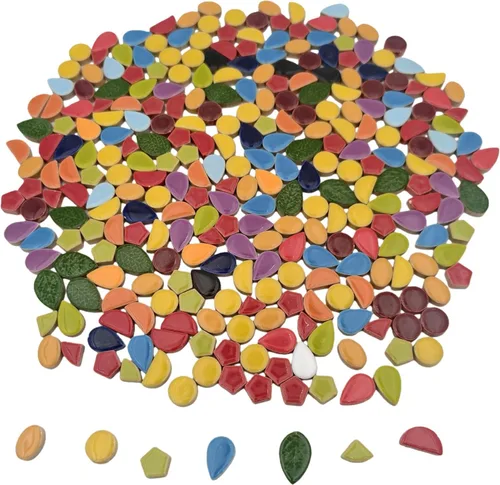 Miniatura 21 de 500g/1.1lb Azulejos de Mosaico de Cerámica Irregular de Colores Aleatorios, Azulejos de Mosaico Cerámicos Creativos para Hacer Manualidades DIY