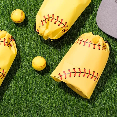 Miniatura 6 de Silkfly Paquete de 50 bolsas de softbol con cordón para aperitivos, bolsas de plástico para regalo, regalos de fiesta para suministros de fiesta