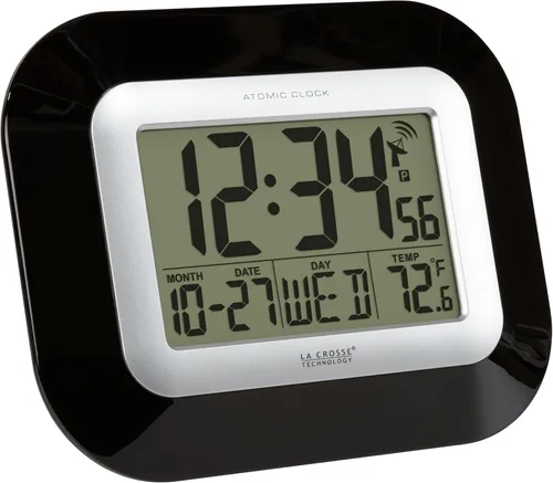 Miniatura 4 de La Crosse Technology, WT-8005U, 9 pulgadas. Reloj atómico digital de pared, Plástico, Negro, 1