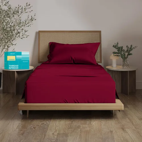 Miniatura 42 de THREAD SPREAD Sábanas 100% Algodón Egipcio Tamaño Twin - 800 Alto Número de Hilos 3 Piezas Sábanas Twin Extra Largas para Dormitorio, Bolsillo