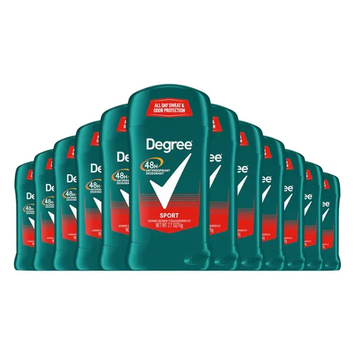 Degree Men Antitranspirante Desodorante Original para Hombres, Paquete de 12, Protección contra el Sudor y Olor por 48 Horas, Sport 2.7 oz