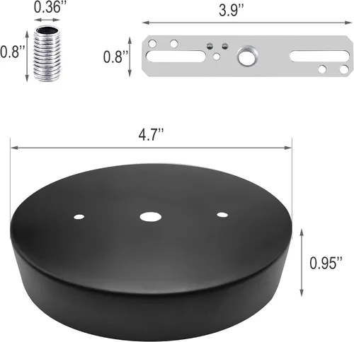 Miniatura 2 de ECUDIS Kit de toldo de luz colgante, placa de cubierta de lámpara de techo de 4.7 pulgadas con accesorios de montaje para candelabro, toldo de Negro