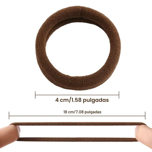Miniatura 4 de Coleteros para cabello grueso o fino, elásticos, para niña o mujer, sin costuras, suaves, 100 piezas Colores marrón oscuro