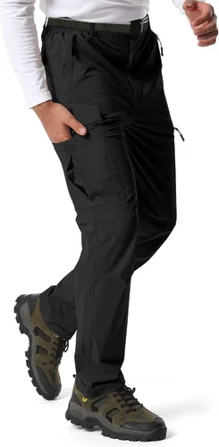 Miniatura 21 de Pantalones de senderismo para hombre, ligeros, transpirables, con 6 bolsillos, para verano, casual, de secado rápido, impermeables, pantalones