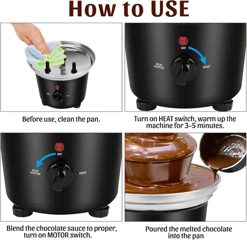 Miniatura 5 de Máquina de fuente de chocolate - Fuente eléctrica de 3 niveles, mini fuente de fondue de chocolate de acero inoxidable para fiestas, queso
