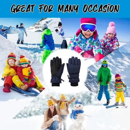 Miniatura 5 de JANGANNSA Guantes de esquí de invierno para niños y niñas, guantes de nieve para clima frío, guantes de esquí y snowboard impermeables con forro