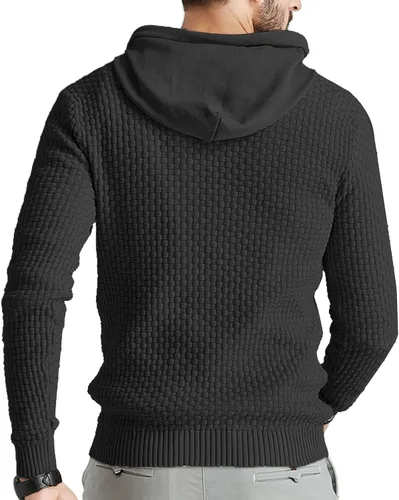 Miniatura 4 de Zaitun - Sudadera de punto con capucha para hombre, de manga larga, color liso, suéter con capucha