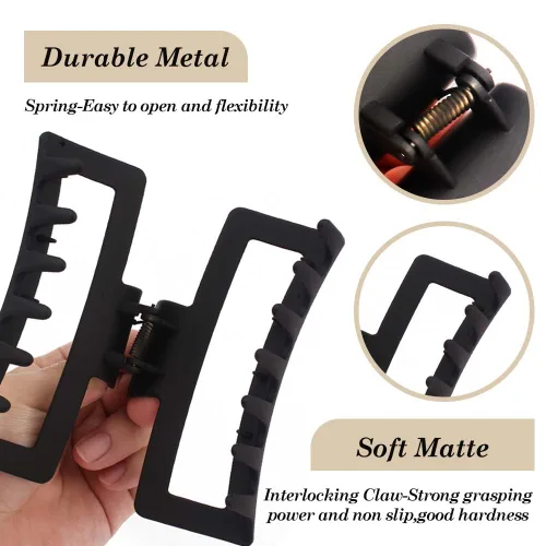 Miniatura 4 de Ahoney Pinzas de pelo negras extra grandes de 5 pulgadas (4 piezas) - Pinzas gigantes para cabello largo grueso, agarre fuerte, clips de plátano